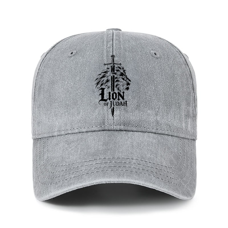 Heritage Washed Cap - Lion of Judah - Gray (front)