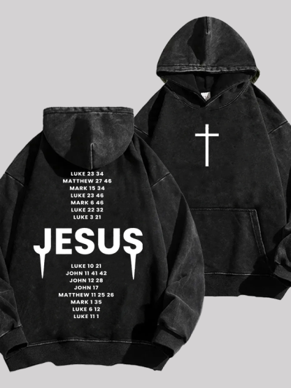 Bible Verse Jesus God Christian Washed Hoodie