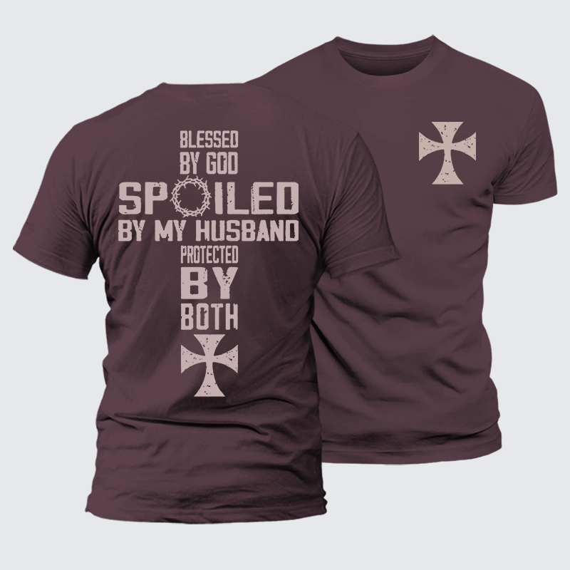 God And Husband Protected Jesus God Christian Premium Mercerized Cotton Tee