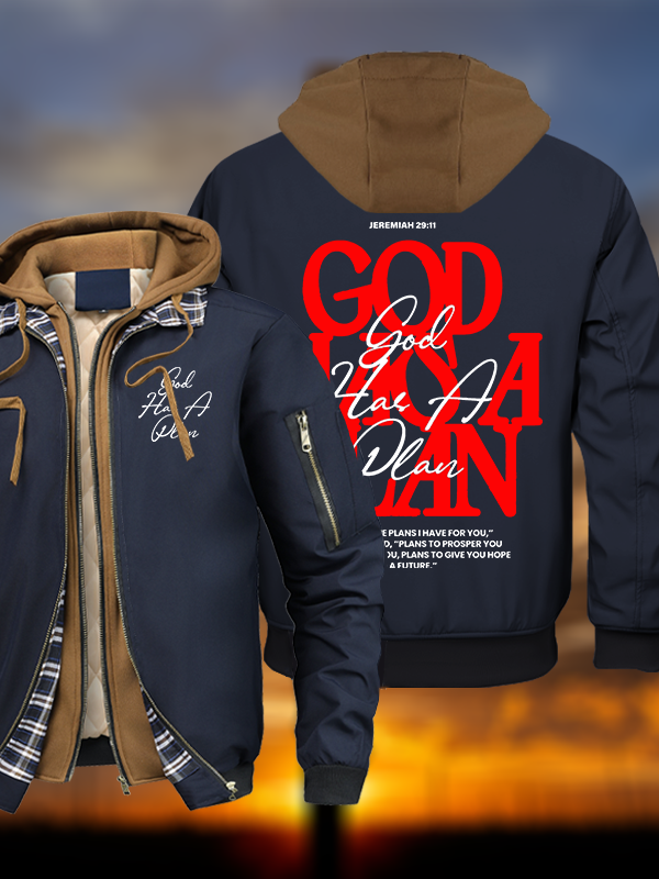 God Has A Plan Warm Hooded Bomber Jacket