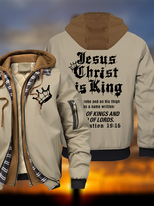 Jesus Christ Is King Warm Hooded Bomber Jacket
