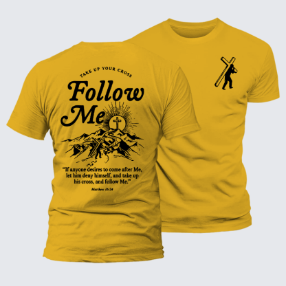 Take Up Your Cross And Follow Me Jesus God Christian Premium Mercerized Cotton Tee