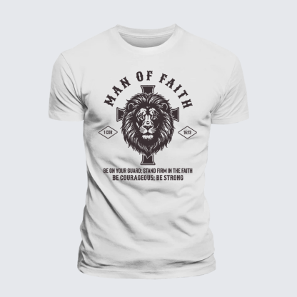 Man Of Faith Jesus God Christian Premium Mercerized Cotton Tee