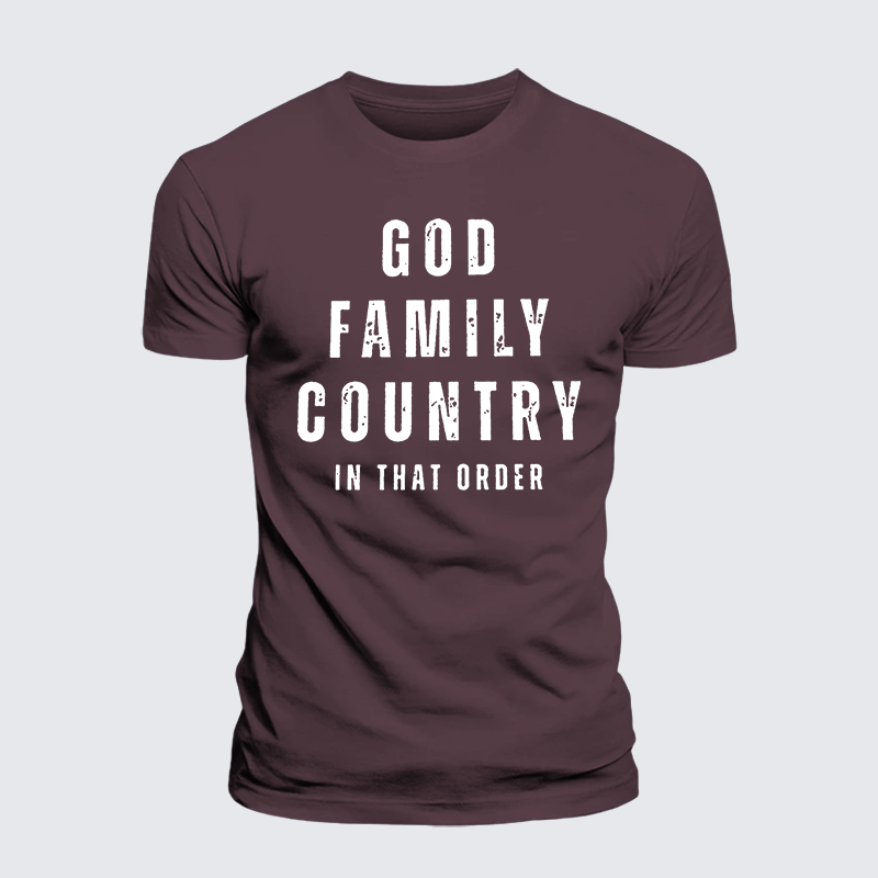 God Family Country In That Order Jesus God Christian Premium Mercerized Cotton Tee