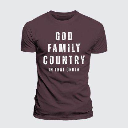 God Family Country In That Order Jesus God Christian Premium Mercerized Cotton Tee