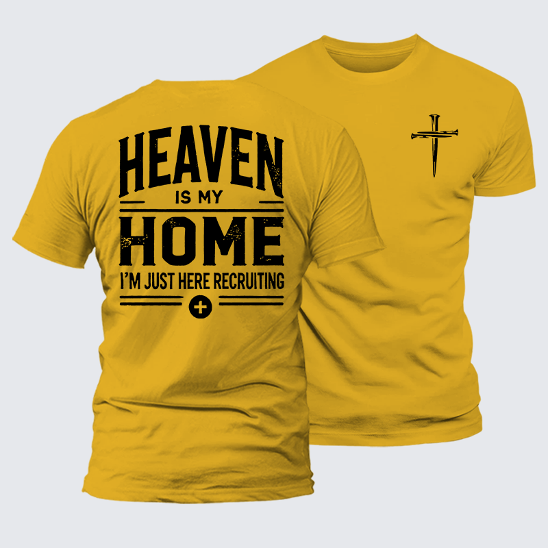 Heaven Is My Home Jesus God Christian Premium Mercerized Cotton Tee