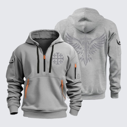Zipper Hoodies – Jerusalem Cross Eagle & Sword – Christian Warrior