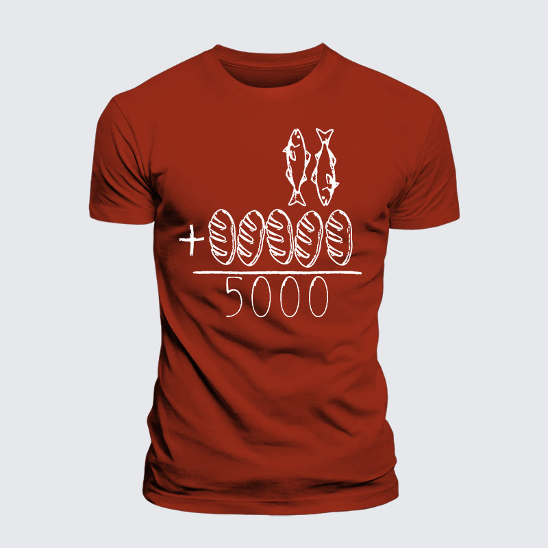 2 Fishes 5 Breads Jesus Feeds The 5000 Jesus God Christian Premium Mercerized Cotton Tee