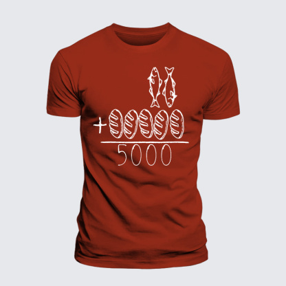 2 Fishes 5 Breads Jesus Feeds The 5000 Jesus God Christian Premium Mercerized Cotton Tee