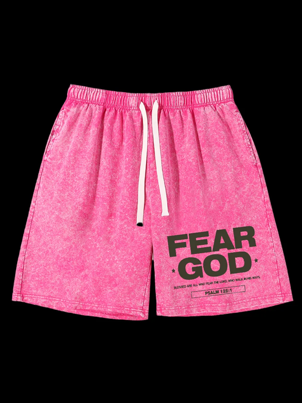 Fear God Jesus God Christian Washed Shorts