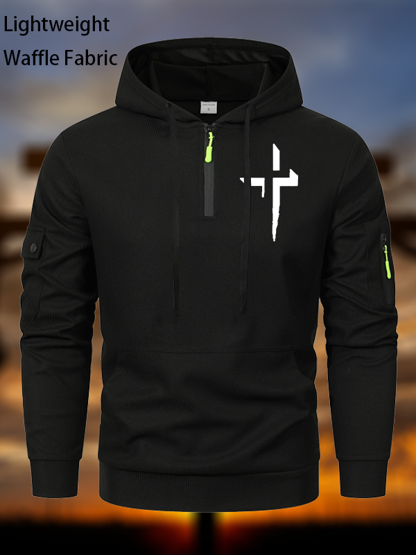 Faith Printed Waffle Fabric Zipper Hoodies