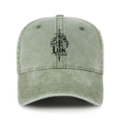 Heritage Washed Cap - Lion of Judah - Sage Green (front)