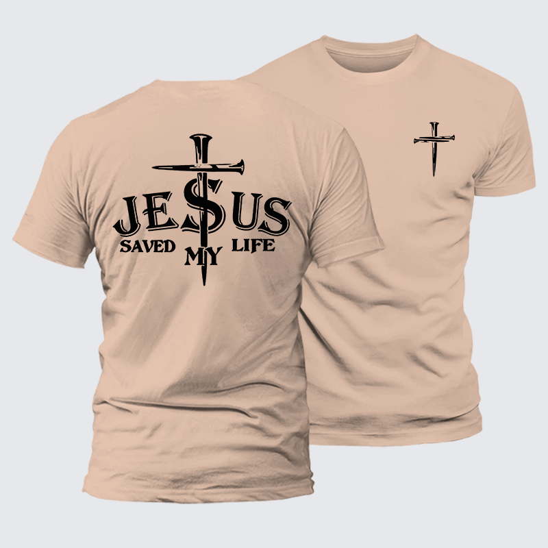 Jesus Saved My Life Jesus God Christian Premium Mercerized Cotton Tee