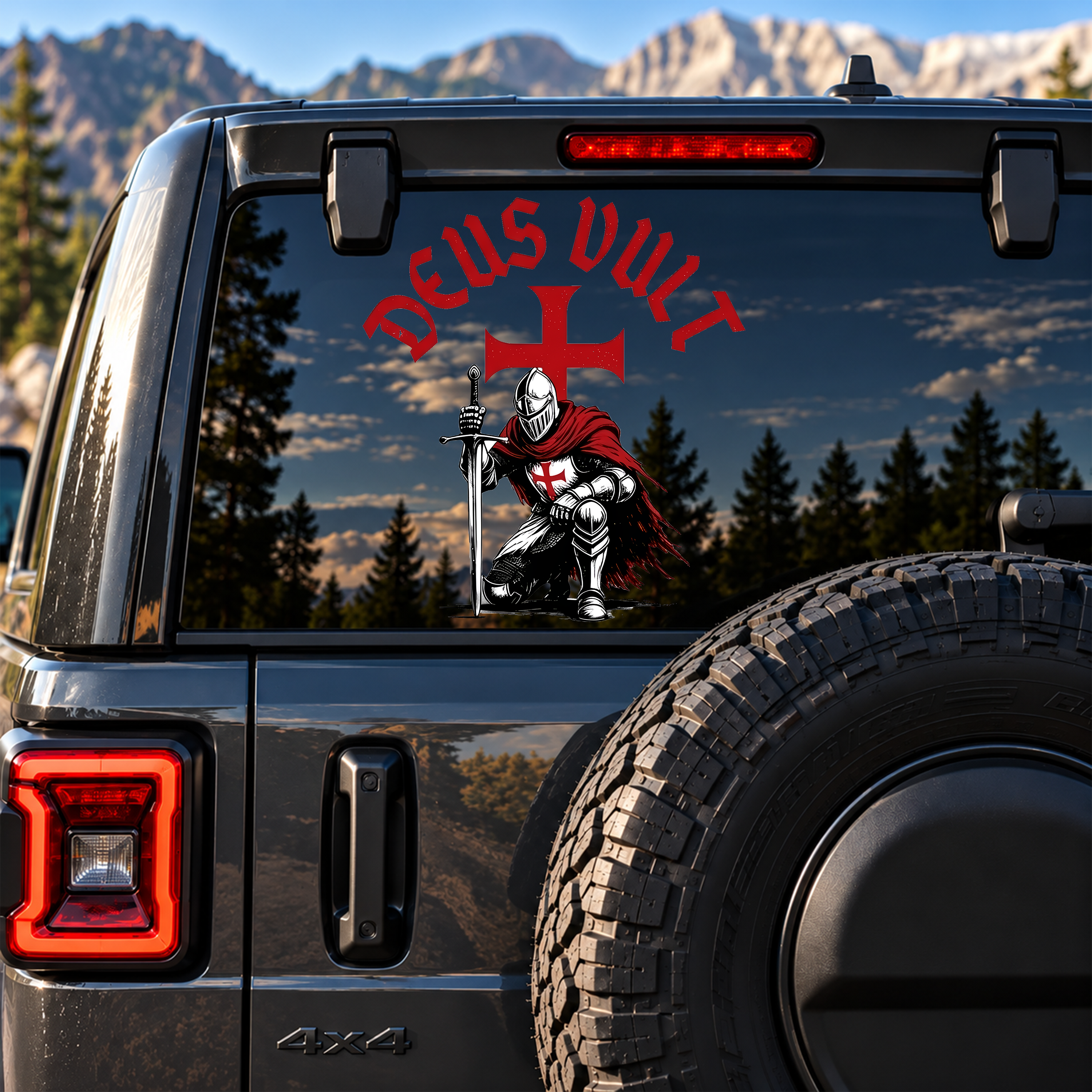 Car & Truck Vinyl Decals   - Templar Knight Crusader Deus Vult   