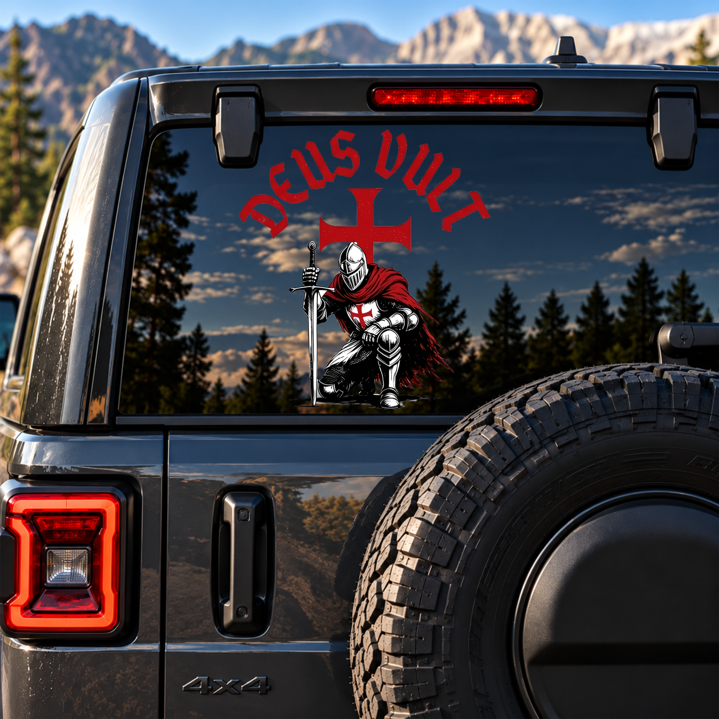 Car & Truck Vinyl Decals   - Templar Knight Crusader Deus Vult   