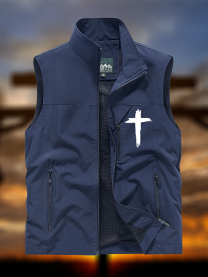 Cross Printed Jesus God Christian Outdoor Quick-dry Vest