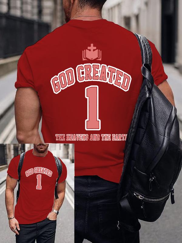 God Created The Heavens And Earth Christian Cotton T-Shirt
