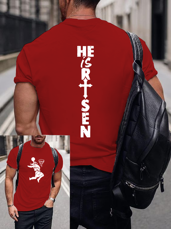 He Is Risen Christian Cotton T-Shirt