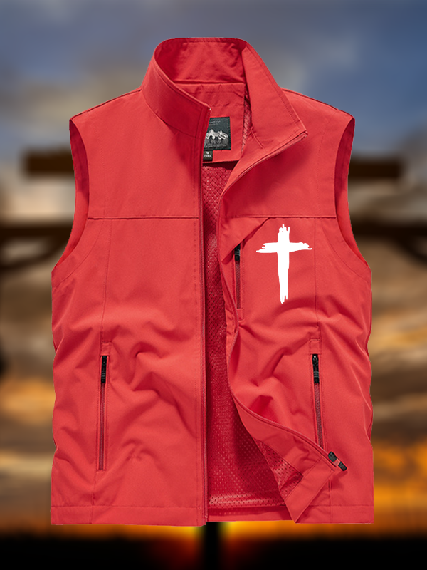 Cross Printed Jesus God Christian Outdoor Quick-dry Vest