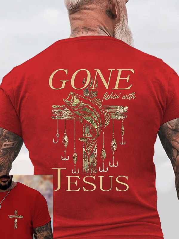 Gone Fishin' with Jesus Christian Cotton T-Shirt