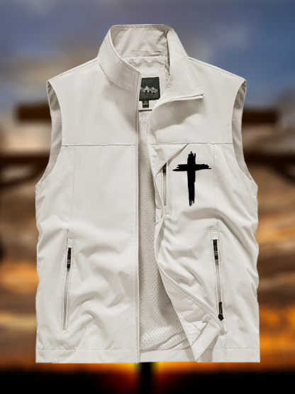 Cross Printed Jesus God Christian Outdoor Quick-dry Vest