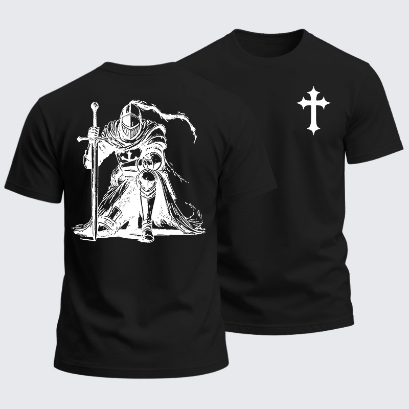 Heavyweight Cotton Tee - Crusader Knight Christian