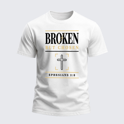 Heavyweight Cotton Tee - Christian Cross Broken But Chosen