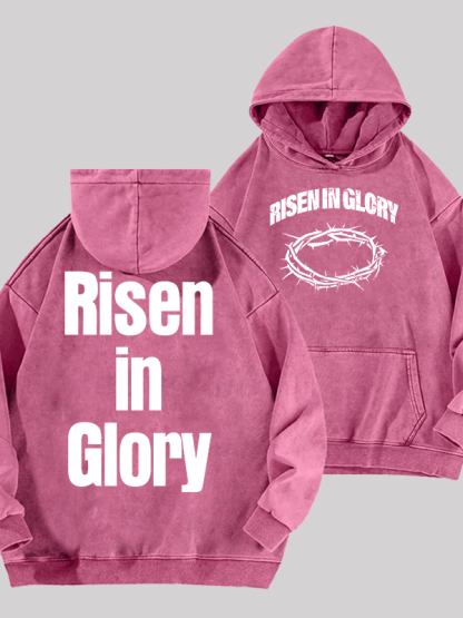 Risen In Glory Jesus God Christian Washed Hoodie