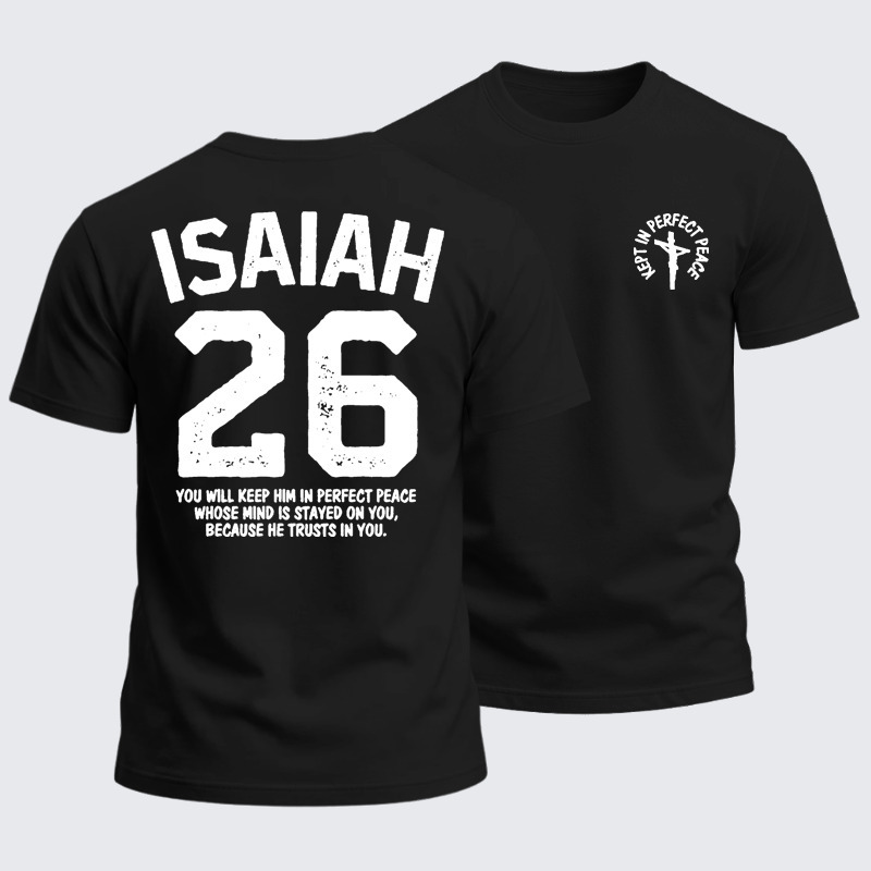 Heavyweight Cotton Tee - Isaiah 26:3 Perfect Peace