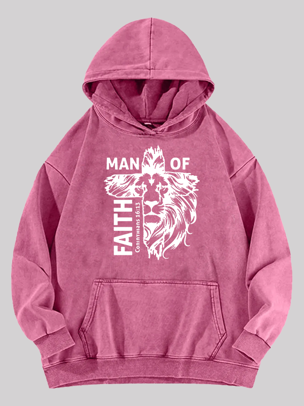 Man Of Faith Jesus God Christian Washed Hoodie