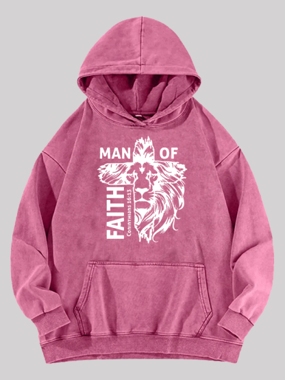 Man Of Faith Jesus God Christian Washed Hoodie