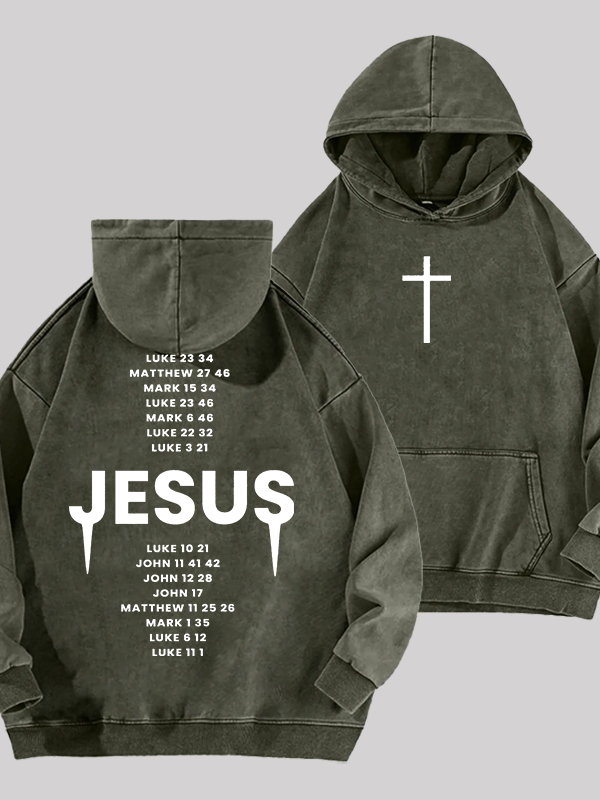 Bible Verse Jesus God Christian Washed Hoodie