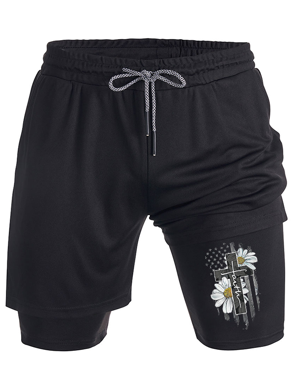 Flower Cross Faith Christian Performance Shorts