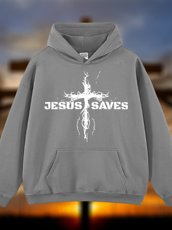 Jesus Saves Jesus God Christian Plush Fleece-Lined Hoodie