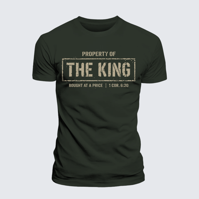 Property of The king 1 Cor. 6:20 Jesus God Christian Premium Mercerized Cotton Tee