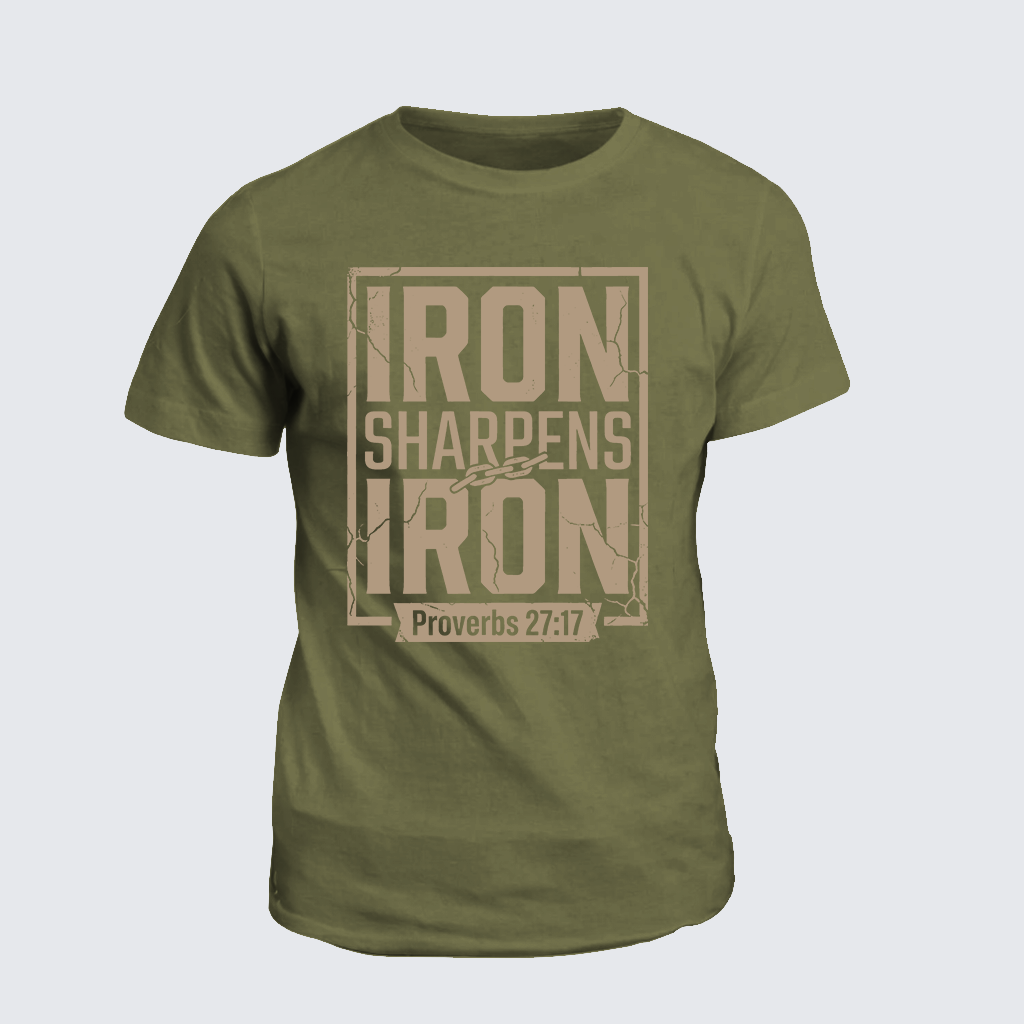 Iron Sharpens Iron - Proverbs 27:17 Jesus God Christian Cotton T-Shirt