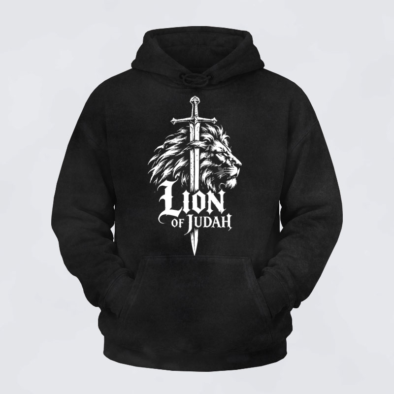 Washed Hoodie - Lion of Judah - Black (front)