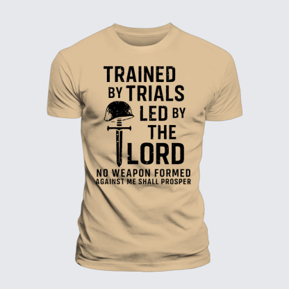 Trained By Trials Led By The Lord Jesus God Christian Premium Mercerized Cotton Tee