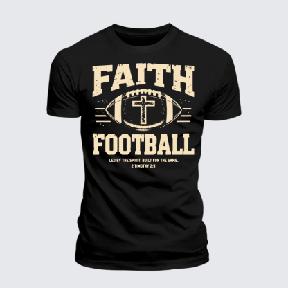 FAITH & FOOTBALL Jesus God Christian Premium Mercerized Cotton Tee