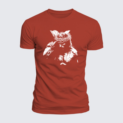 Jesus Holding Cross Jesus God Christian  – Luxe Mercerized Interlock Cotton Tee