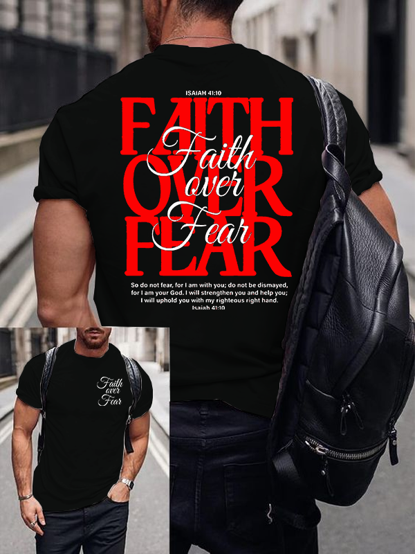 Faith Over Fear Jesus God Christian Cotton T-Shirt