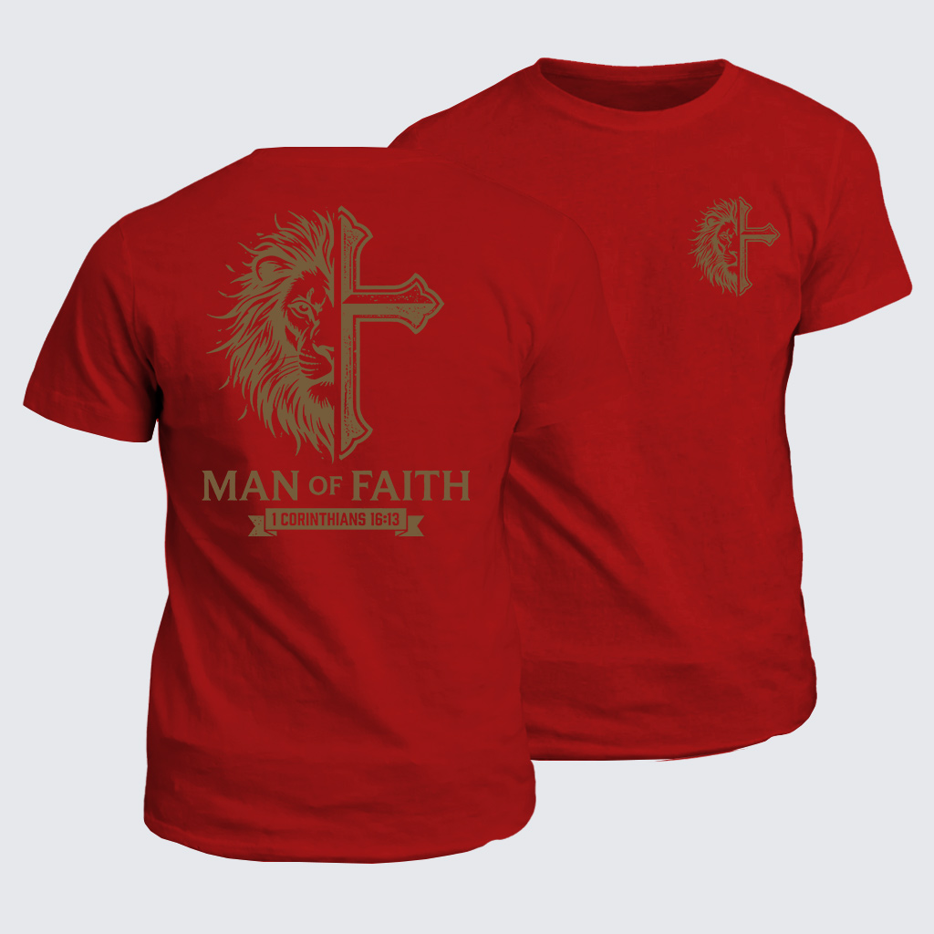 Man of Faith Jesus God Christian Cotton T-Shirt