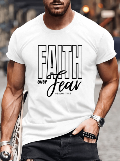 Faith Over Fear Jesus God Christian Cotton T-Shirt