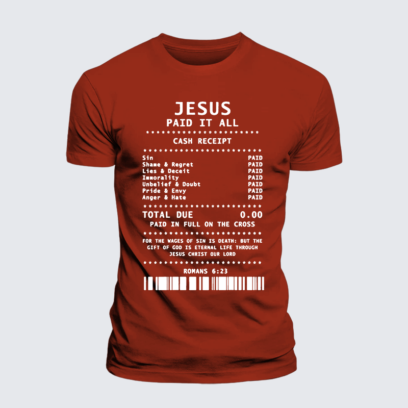 Jesus Paid It All Jesus God Christian Premium Mercerized Cotton Tee