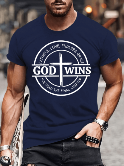 God Wins Jesus God Christian Cotton T-Shirt