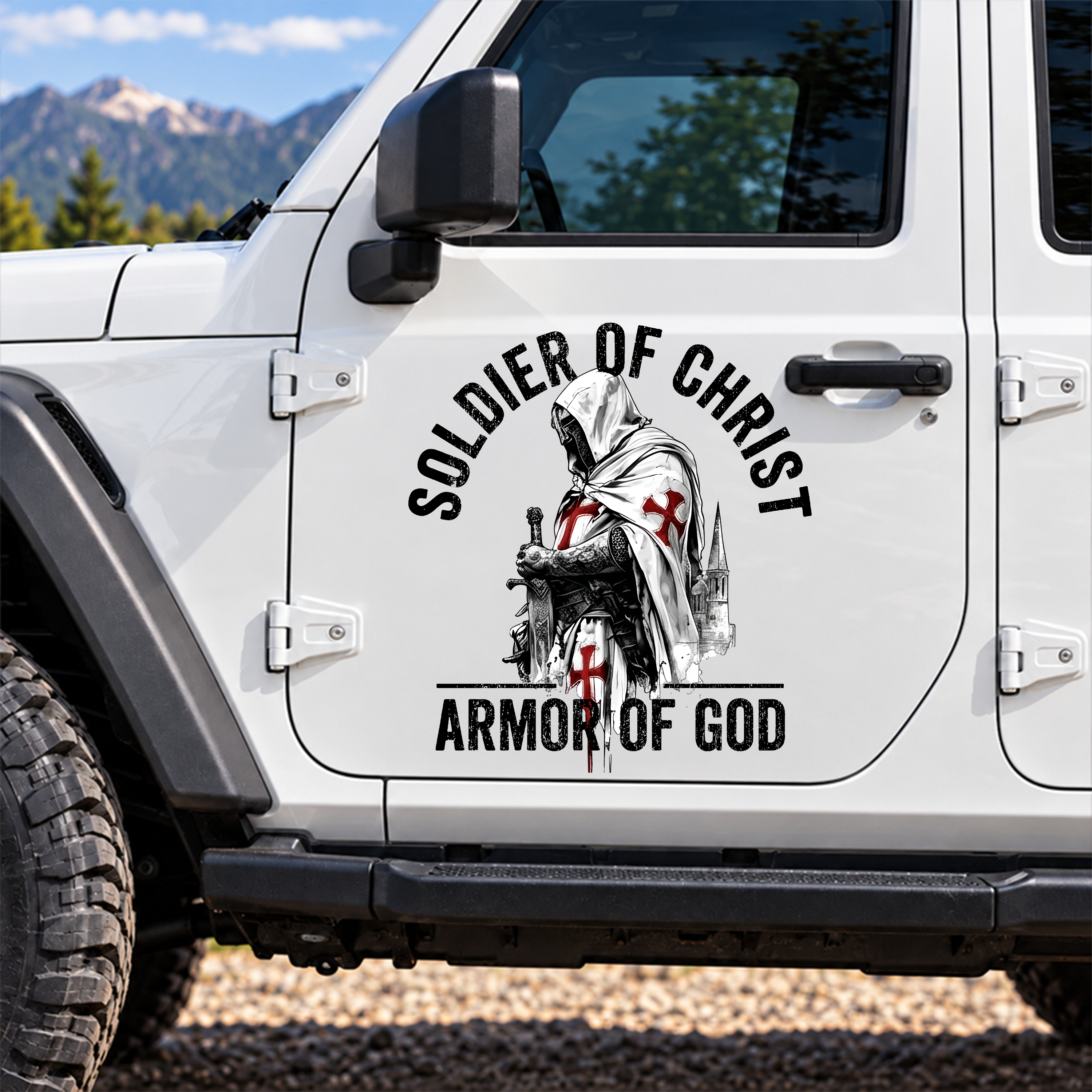 Car & Truck Vinyl Decals   - Soldier of Christ Armor Of God Crusader Spirit