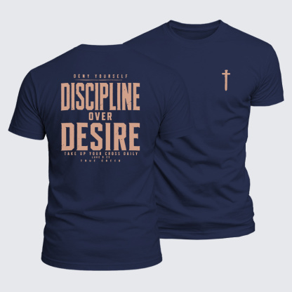 Deny Yourself Discipline Over Desire Jesus God Christian  – Luxe Mercerized Interlock Cotton Tee