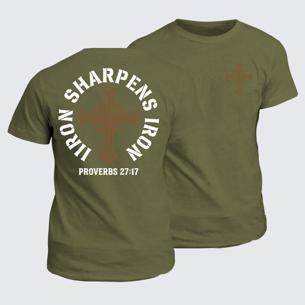 Iron Sharpens Iron - Proverbs 27:17 Jesus God Christian Cotton T-Shirt