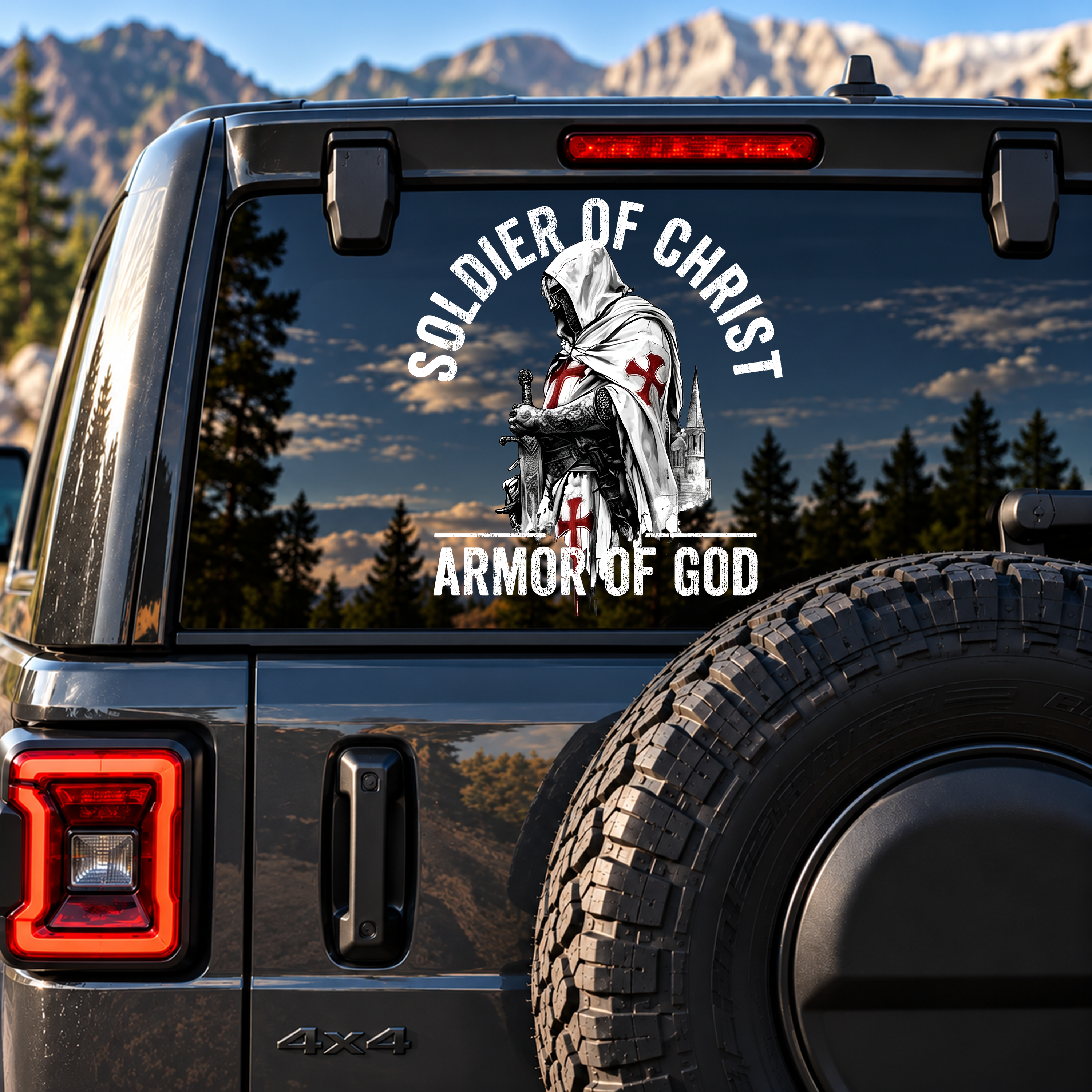 Car & Truck Vinyl Decals   - Soldier of Christ Armor Of God Crusader Spirit
