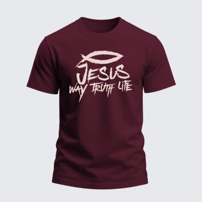 Heavyweight Cotton Tee - Jesus Way Truth Life